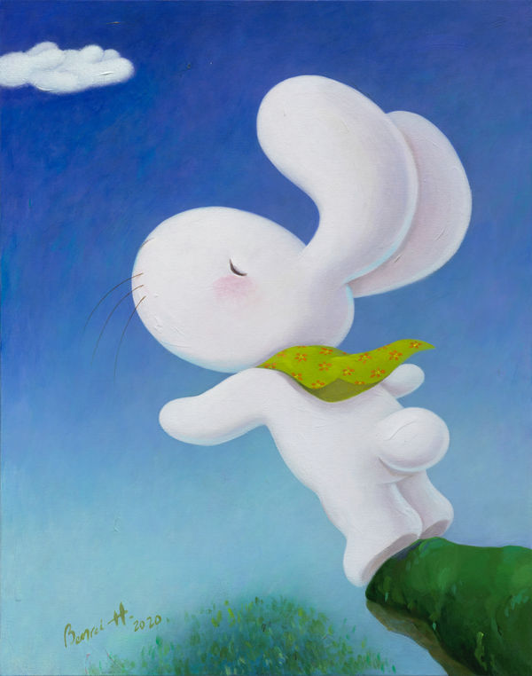 黃本蕊 Benrei HUANG 神智不清別想學飛 Learn to fly with sanity, 2020 壓克力顏料／畫布 Acrylic on canvas 28 x 22 1/8 in 71 x 56 cm