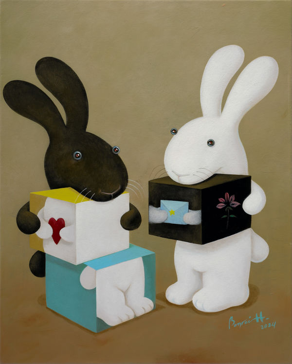 黃本蕊 Benrei HUANG 內向者不可言說的愛意 I-conversation, 2024 壓克力顏料／畫布 Acrylic on canvas 76.5 x 61 cm