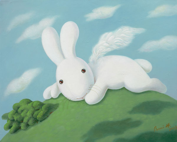 黃本蕊 Benrei HUANG 擁抱吧！與我比翼雙飛 Embrace! With your one wing and my one wing, we're ready to fly, 2023 壓克力顏料／畫布 Acrylic on canvas 61 x 76.5 cm