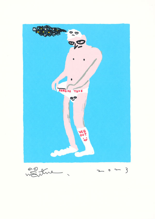 桑拿大可 Sangna Take 享受生活-41 Enjoy Life-41, 2023 絹印、壓克力顏料／紙 Silkscreen and acrylic on paper 50 x 35.5 cm