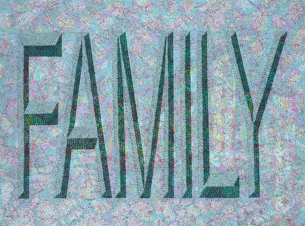 王玫玲 Mei Ling WANG 家人 Family, 2020 壓克力顏料、批土／畫布 Acrylic and putty on canvas 38 1/4 x 51 1/8 in 97 x 130 cm