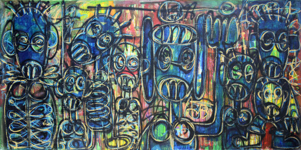 Aboudia, Nouchi Graffiti: Les Coquins et Leur Chien, 2021