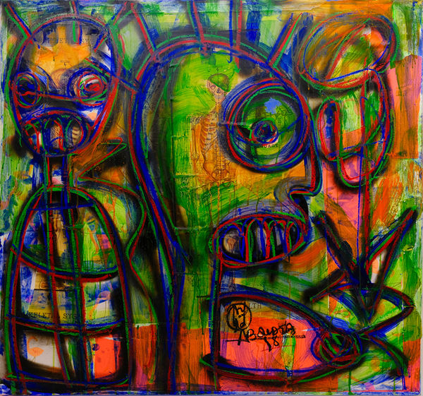 Aboudia, Nouchi Graffiti en Verte, 2021