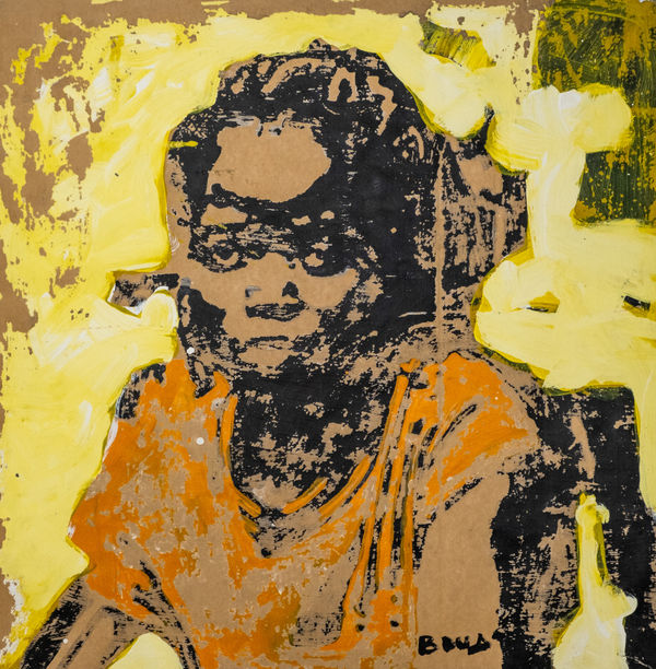 Armand Boua, Young people from Yopougon Gesco Abidjan – Jeune femme en orange et jaune, 2020