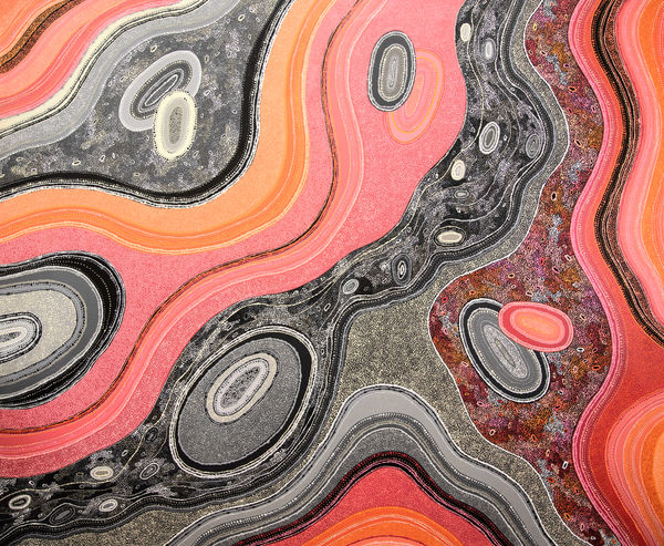 Michelle Lewis Michelle's Tjala Dreaming (Honey Ant), 2023 acrylic on linen 150 x 180 cm 59 x 70 7/8 in