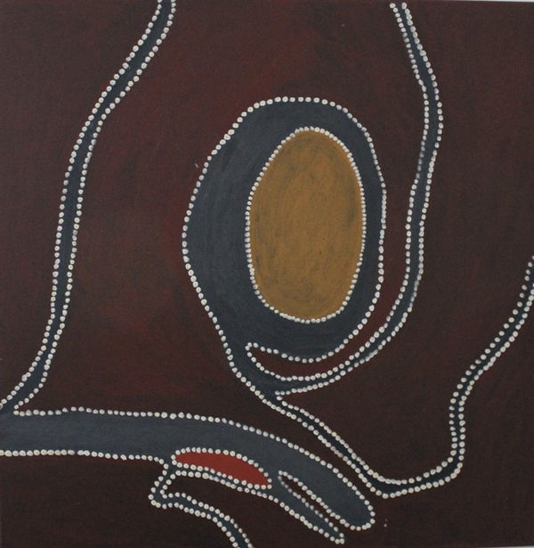 Mabel Juli Wiringgoon Goorlabal Ngarranggarni natural pigment and ochres on canvas 80 x 80 cm 31 1/2 x 31 1/2 in