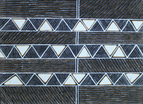 Josephine Burak Pwoja Jilamara, 2018 ochres on canvas 90 x 70 cm 35 3/8 x 27 1/2 in