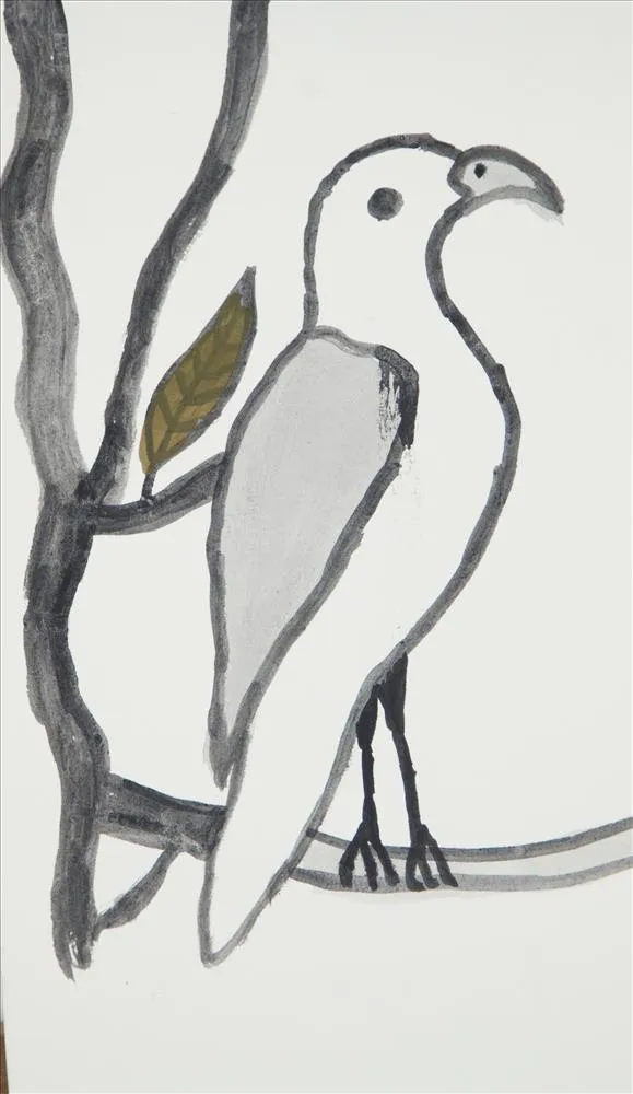 Mildred Minggi Mungulu, Bird on branch, 2025