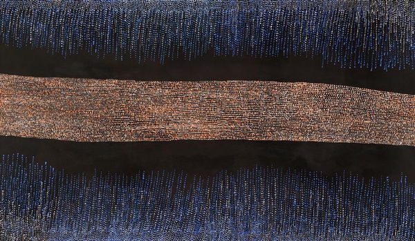 Julie Nangala Robertson Ngapa Jukurrpa (Water Dreaming) - Pirlinyarnu, 2022 acrylic on linen 107 x 183 cm 42 1/8 x 72 1/8 in