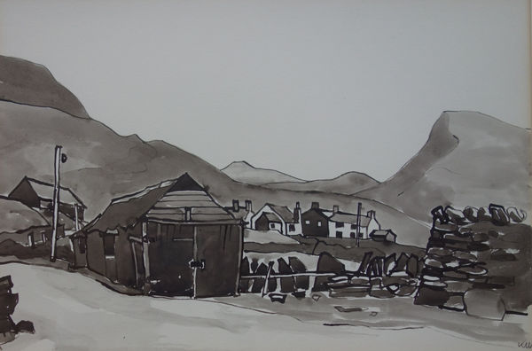 Kyffin Williams 1918 - 2006, Caenarfon Mountain Village, Cesarea, c1990s