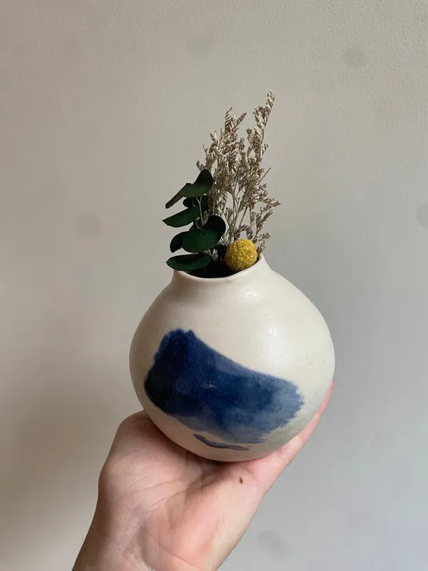 Matt ocean-wave orb vase , 2024 glazed stoneware ceramic signed and dated on the base