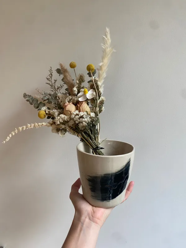 Black swish vase, 2024 glazed stoneware ceramic signed and dated on the base