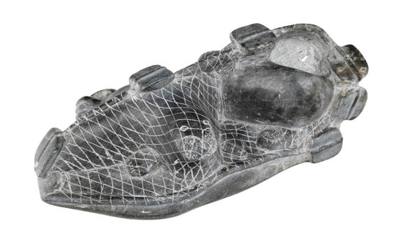 Lot 47 DAVIDIALUK ALASUA AMITTU (1910-1976) PUVIRNITUQ (POVUNGNITUK) Caught Together: Whale and Seal in a Net, mid-late 1960s stone, 3.5 x 10 x 6.25 in (8.9 x 25.4 x 15.9 cm) ESTIMATE: $500 — $800 PRICE REALIZED: $122.00