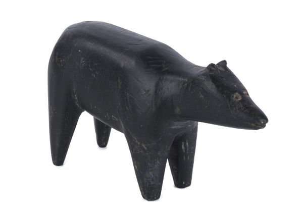 Lot 24 HATTIE (HAQPI) AKILAK (1938-2010) QAMANI'TUAQ (BAKER LAKE) Alert Dog, c. early-mid 1960s stone, 2.5 x 4.75 x 1.5 in (6.3 x 12.1 x 3.8 cm) ESTIMATE: $400 — $600 PRICE REALIZED: $793.00