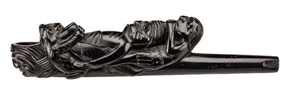 Lot 97 UNIDENTIFIED HAIDA ARTIST Late Trade Pipe, c. 1880s-1890s argillite, 10 x 1.25 x 2.25 in (25.4 x 3.2 x 5.7 cm) ESTIMATE: $2,000 — $3,000 PRICE REALIZED: $1,440.00