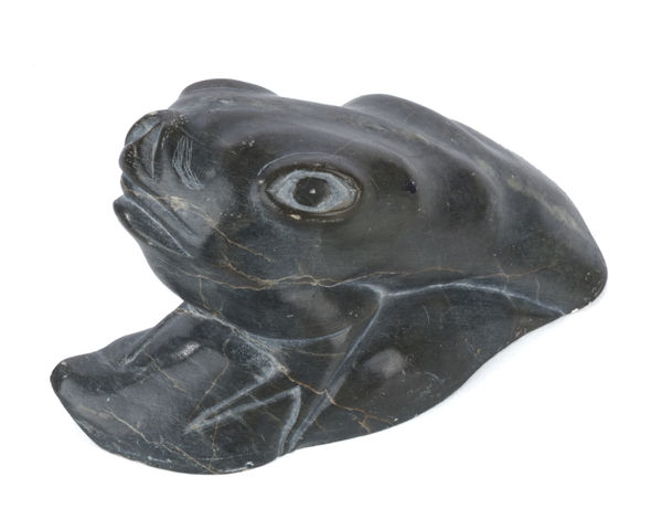 Lot 46 Possibly JOHNNY INUKPUK JR. (1930-1984) INUKJUAK (PORT HARRISON) Fantastic Creature, late 1960s stone, 2.75 x 4.75 x 2.25 in (7 x 12.1 x 5.7 cm) ESTIMATE: $200 — $400 PRICE REALIZED: $146.40