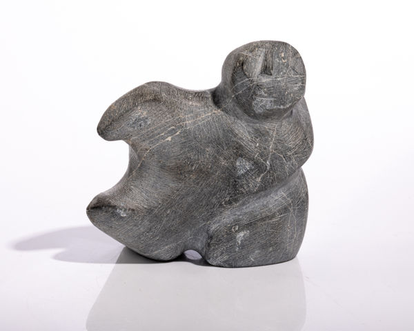 Lot 73 GEORGE ARLUK (1949-) ARVIAT (ESKIMO POINT) Spirit Figure stone, 5.25 x 5.5 x 2.25 in (13.3 x 14 x 5.7 cm) Price Realized: $288.00