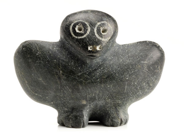 Lot 75 MARY QAYUARYUK (KUDJUAKJUK) (1908-1982) KINNGAIT (CAPE DORSET) Owl, c. late 1960s stone, 3 x 4 x 1 in (7.6 x 10.2 x 2.5 cm) ESTIMATE: $500 — $800 PRICE REALIZED: $1,830.00