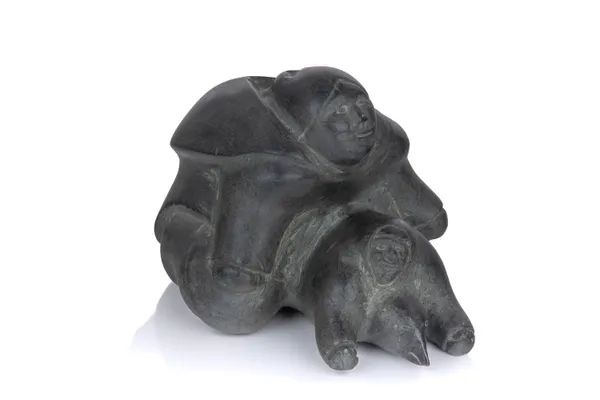 Lot 11 DAVID IKUTAAQ (1929-1984) QAMANI'TUAQ (BAKER LAKE) Dogpile (Mother, Child, and Dog), early-mid 1970s stone, 5.25 x 7.5 x 6 in (13.3 x 19.1 x 15.2 cm) ESTIMATE: $500 — $800