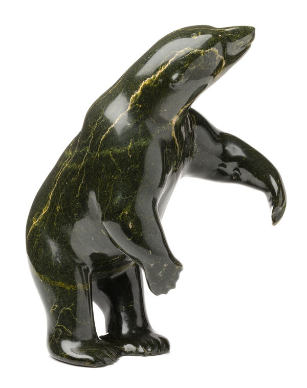 Lot 117 HENRY EVALUARDJUK (1923-2007) IQALUIT (FROBISHER BAY) Standing Polar Bear, 1971 stone, 10.25 x 6.5 x 8 in (26 x 16.5 x 20.3 cm) ESTIMATE: $6,000 — $9,000 PRICE REALIZED: $15,600.00