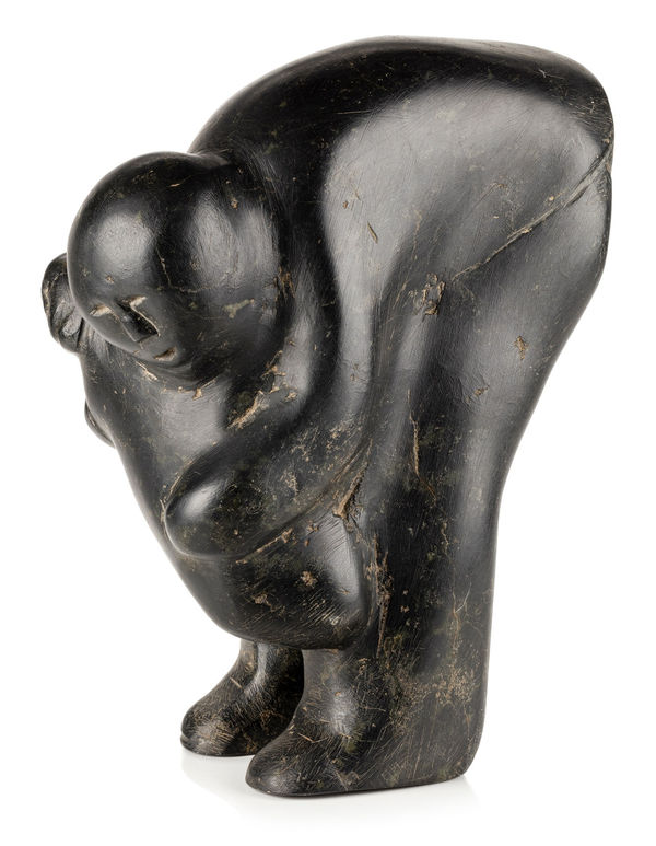 Lot 65 DAVID IKUTAAQ (1929-1984) QAMANI'TUAQ (BAKER LAKE) Father and Child, 1963 stone, 11.25 x 5.5 x 9.25 in (28.6 x 14 x 23.5 cm) ESTIMATE: $6,000 — $9,000 PRICE REALIZED: $10,980.00