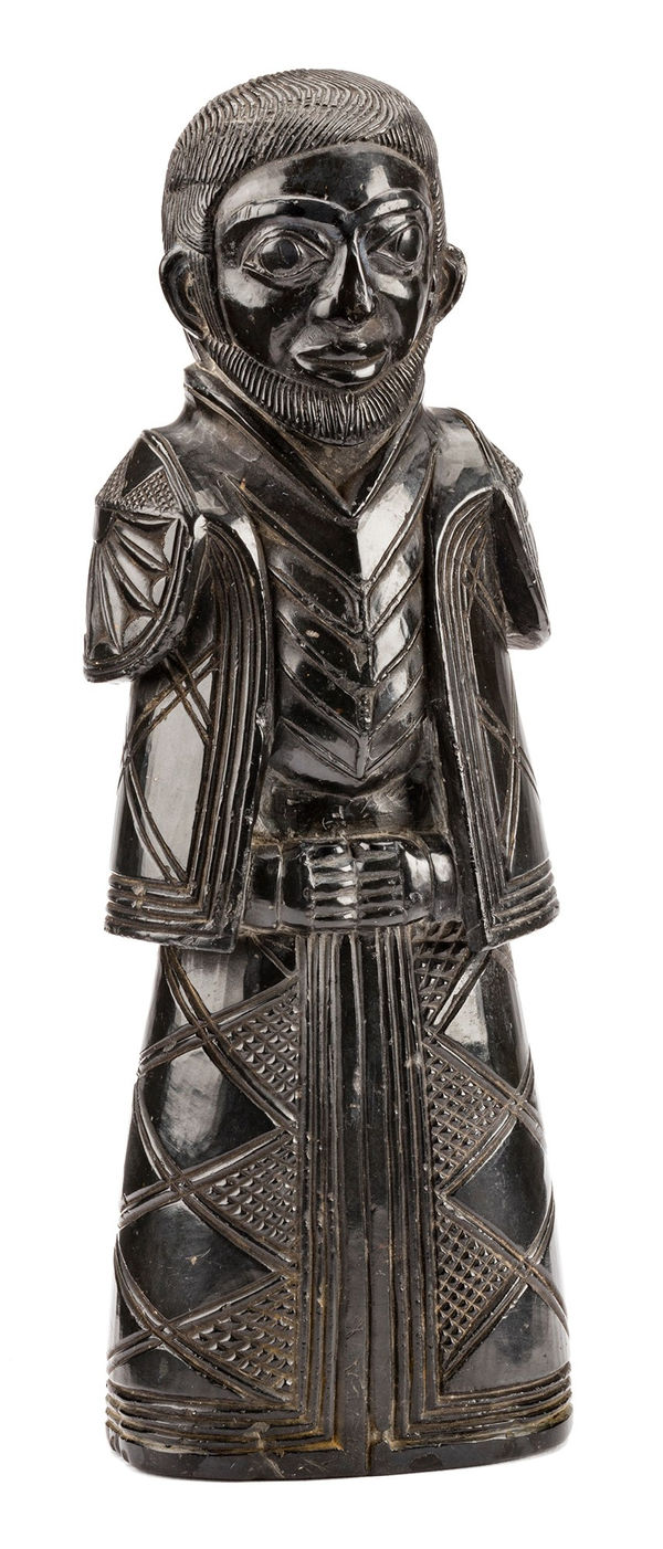 Lot 23 UNIDENTIFIED HAIDA ARTIST Russian Orthodox Priest, c. 1880 or earlier argillite, 7 x 2.5 x 2 in (17.8 x 6.3 x 5.1 cm) ESTIMATE: $7,000 — $10,000 PRICE REALIZED: $10,800.00