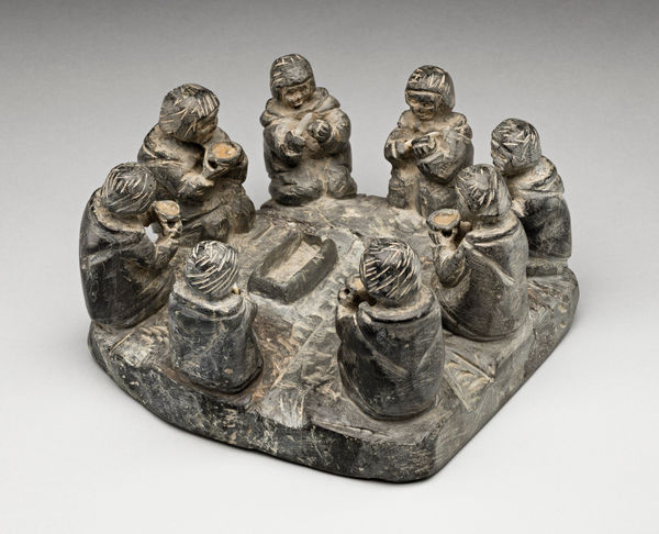 Lot 8 ENNUTSIAK (1893-1967) IQALUIT (FROBISHER BAY) Gathering for a Meal, 1963 stone, ivory, and glue or shellac [?], 3.5 x 5.75 x 6 in (8.9 x 14.6 x 15.2 cm) ESTIMATE: $10,000 ⁠— $15,000 PRICE RALIZED: $22,800.00