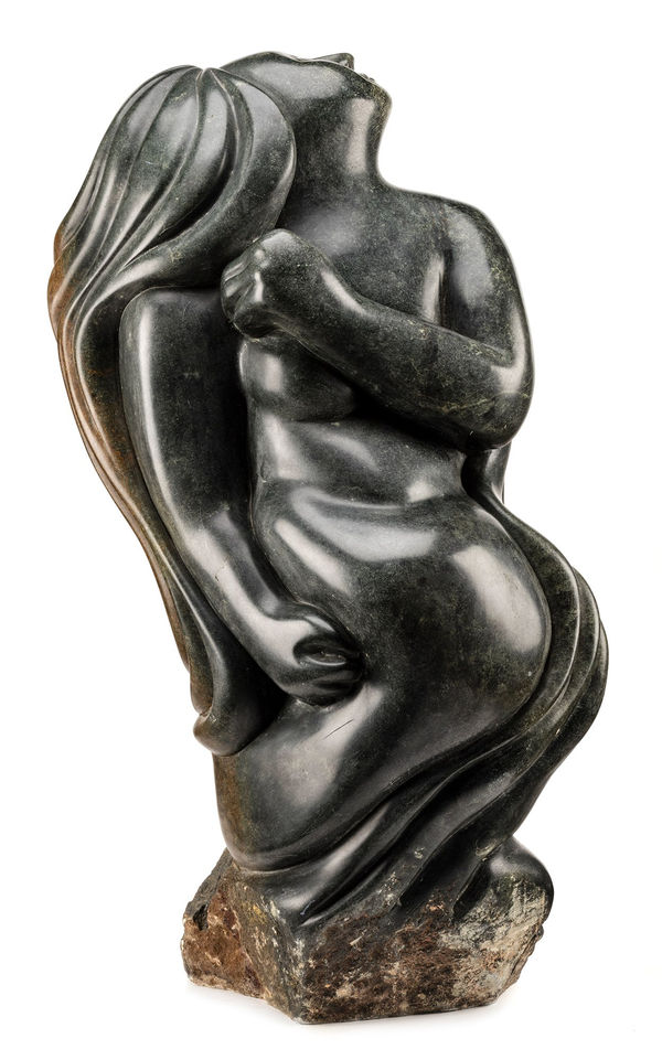 Lot 16 ABRAHAM ANGHIK RUBEN, O.C. (1951-) PAULATUK / SALT SPRING ISLAND, B.C Sedna, late 1990s stone, 30.75 x 17.5 x 11.5 in ( 78.1 x 44.5 x 29.2 cm) ESTIMATE: $7,000 — $10,000 PRICE REALIZED: $9,760.00