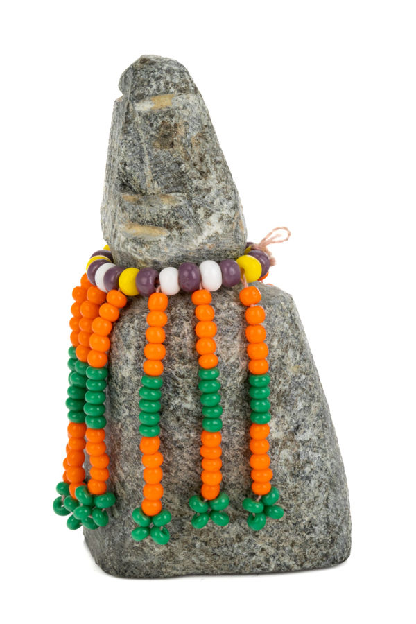 Figure in Green and Orange Beaded Amautiq