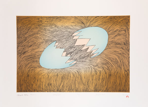 Lot 59 SHUVINAI ASHOONA (1961-) KINNGAIT (CAPE DORSET) Hatched, 2007 #30 lithograph, 22.25 x 30 in (56.5 x 76.2 cm) ESTIMATE: $500 &mdash; $800 PRICE REALIZED: $366.00