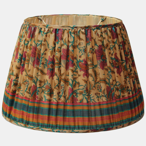Wonderful Floral and Stripe Vintage Pure Sari Lampshade