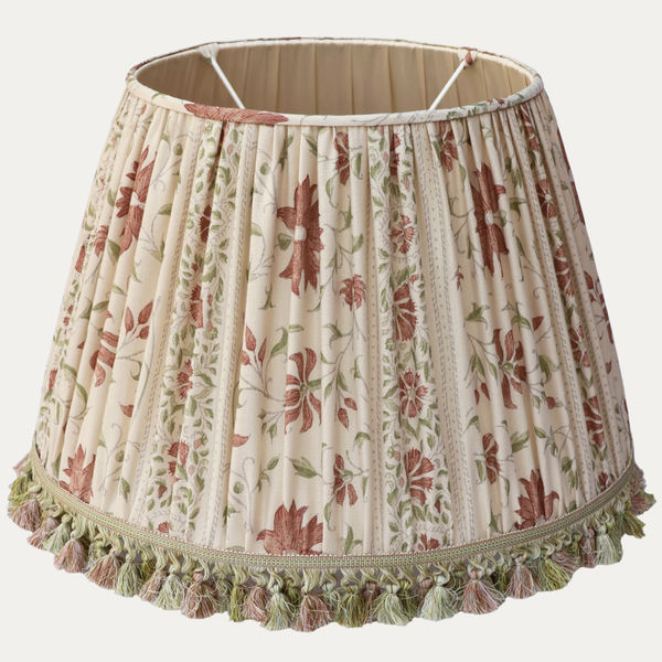 Namay Samay Suri Peach Handsewn Lampshade with Mother of Pearl Tassel Trim