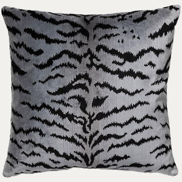 Scalamandre Tigre Silver and Black Cushion