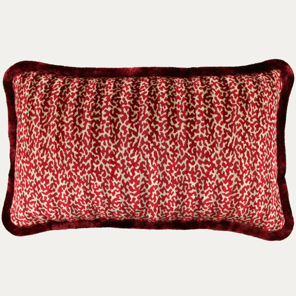Manuel Canovas Velours Moorea Ecarlate Cushion with Silk Brush Trim
