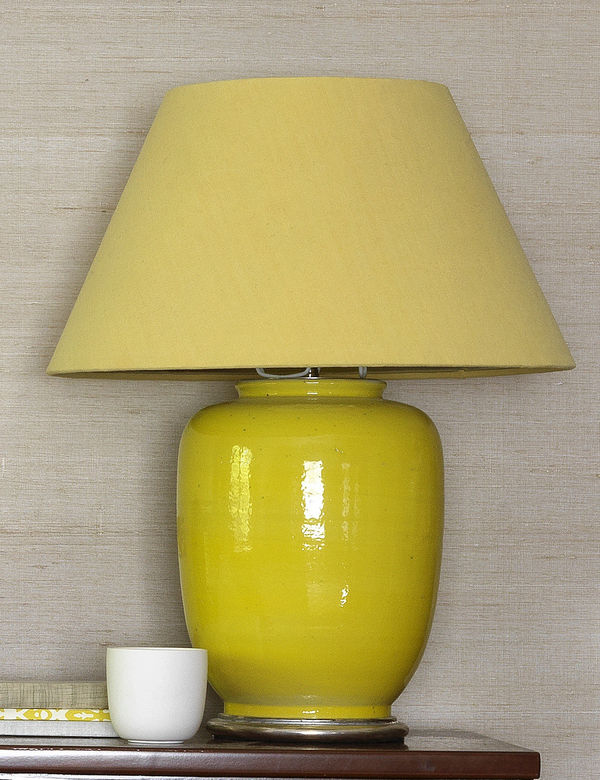 A Pair of Chinese Yellow Glazed Jars Now Mounted as Lamps