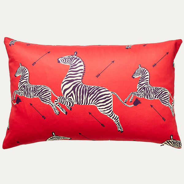 Scalamandre Zebras Petite Design in Masai Red Decorative Cushion