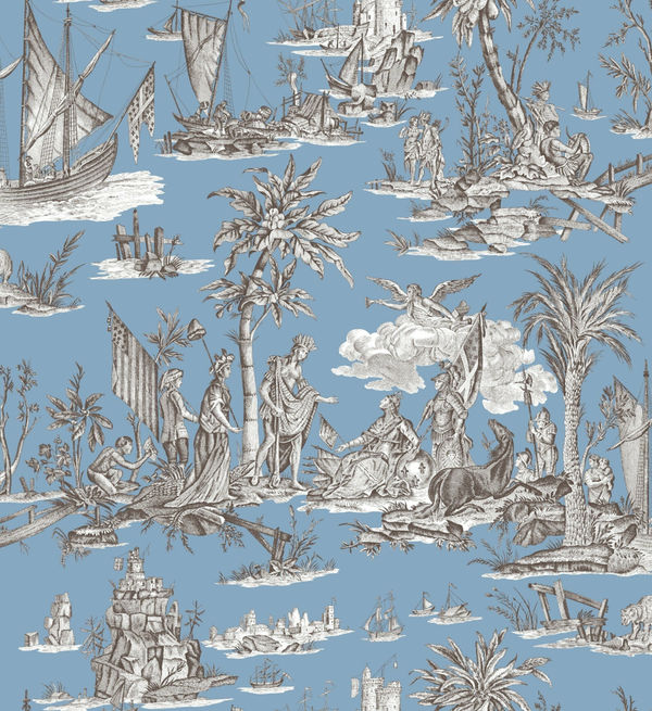 Toile La Fayette Bleu Marron Bistre