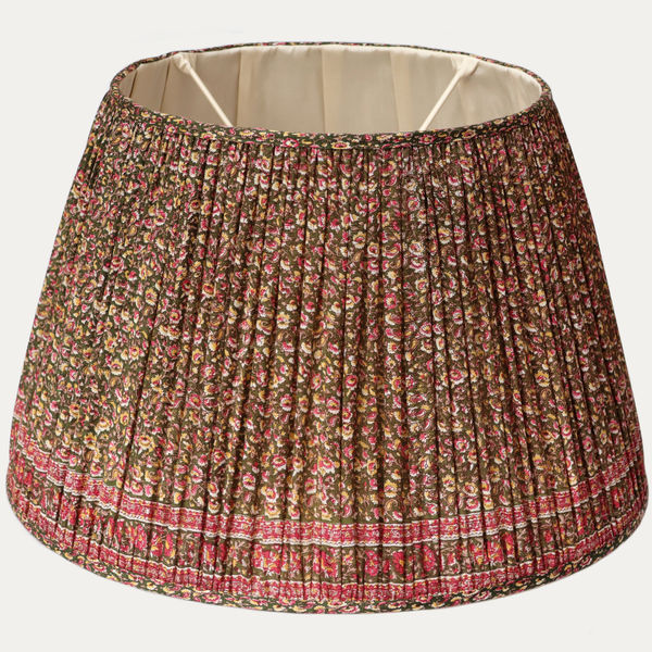The Prettiest Dark Green and Plum Vintage Sari Handsewn Lampshade