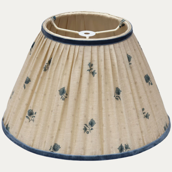 Decors Barbares Blue Polonaise Hand-Sewn Lampshade with Velvet Trim