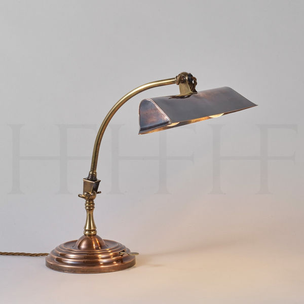 May Desk Lamp with Trough Shade Antique Brass & Brass Copper