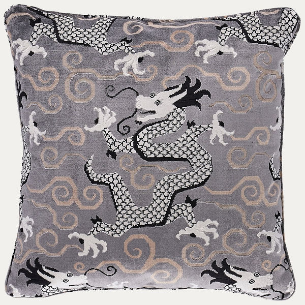 Schumacher Bixi Silver Velvet Cushion