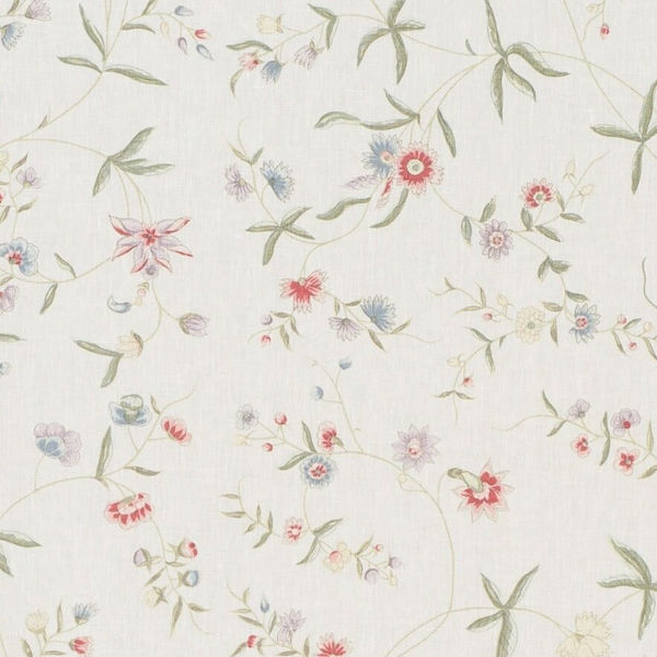 Bennison Chinese Paper Green Blue Pink on Oyster Linen