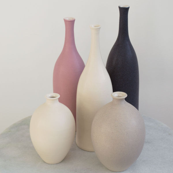 Lucy Burley, Wheel-thrown vessels (bottles, bowls, vases and jugs), 2019