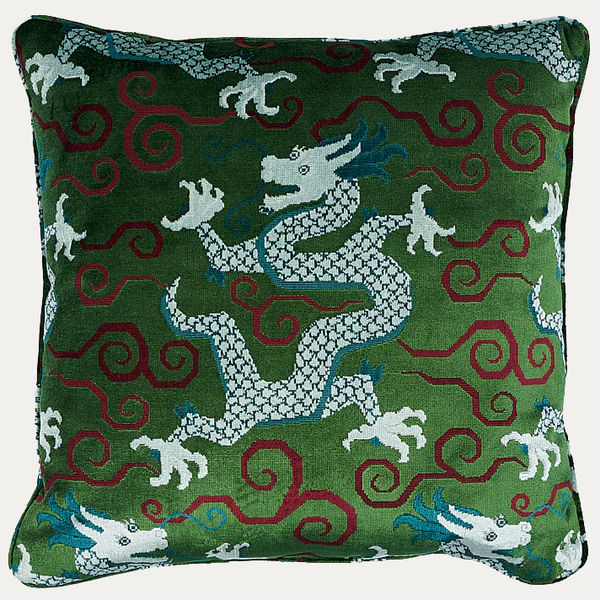 Schumacher Bixi Emerald Velvet Cushion
