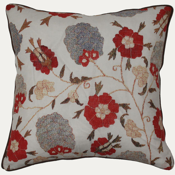 Arjumand Kavuk Flower Red on Linen Voile Cushion