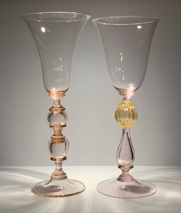 Delicate Pink 1940s Murano Wine Glasses