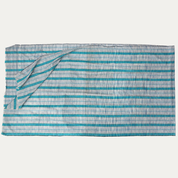Uzbek Turquoise Striped Silk Shawl