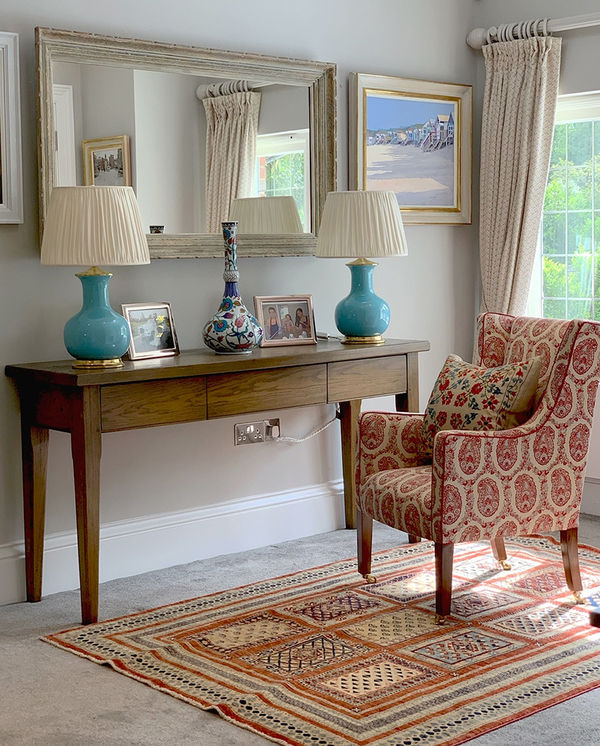 Pair of Medium William Lamps, Robin's Egg