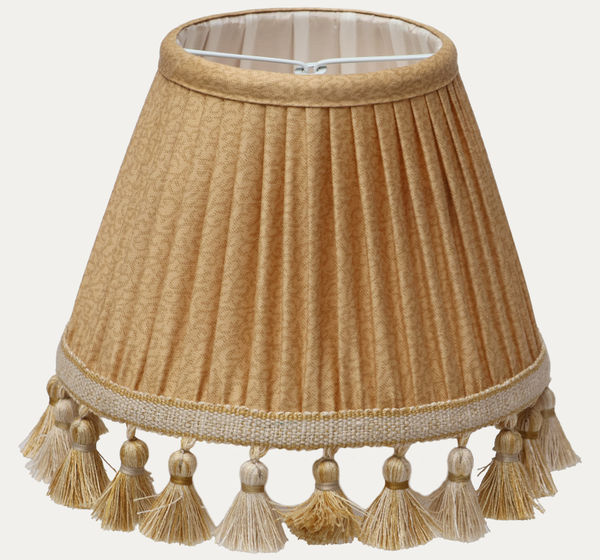 Bennison Frost Fabric Handsewn Lampshade With Samuel and Sons Tassel Trim
