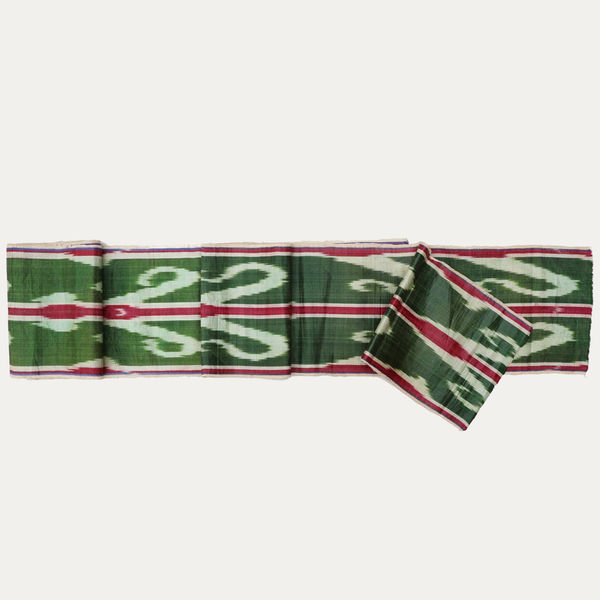 Uzbek Ikat Green & Pinky Red